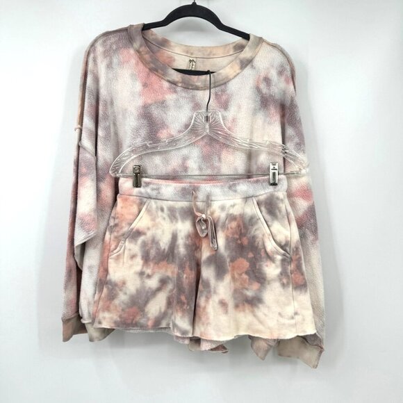 Free People sweatshirt shorts tie dye set woman’s size small - Picture 1 of 13
